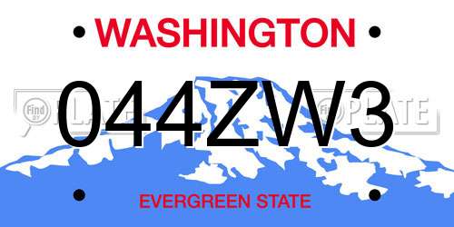 044ZW3 Washington License Plate