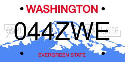 044ZWE Washington License Plate