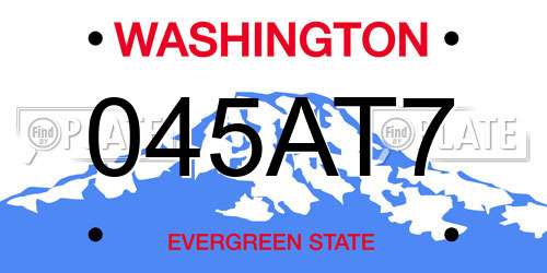 045AT7 Washington License Plate