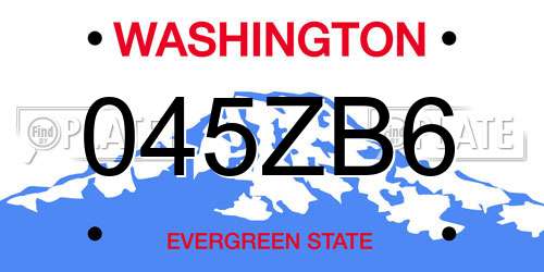 045ZB6 Washington License Plate