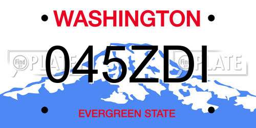 045ZDI Washington License Plate