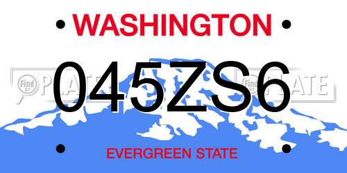 045ZS6 Washington License Plate
