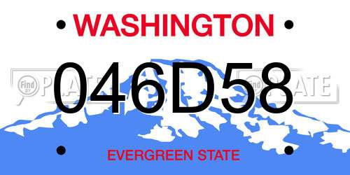 046D58 Washington License Plate