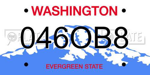 046OB8 Washington License Plate