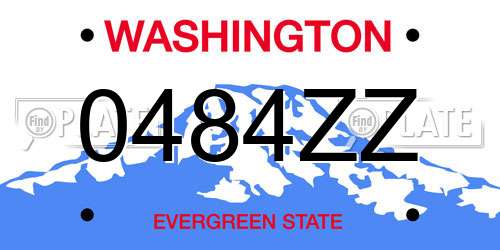0484ZZ Washington License Plate