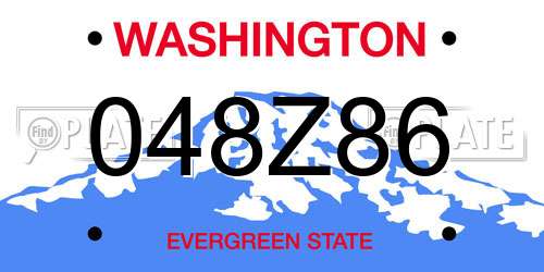 048Z86 Washington License Plate