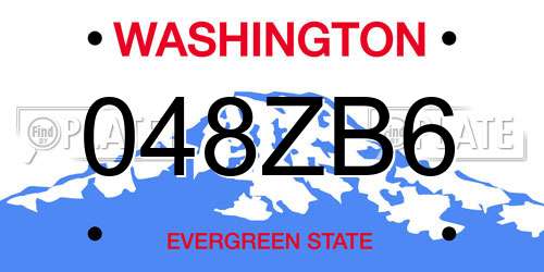 048ZB6 Washington License Plate