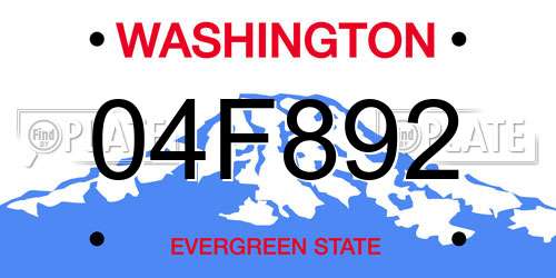 04F892 Washington License Plate
