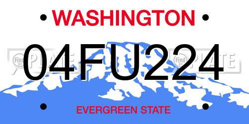 04FU224 Washington License Plate