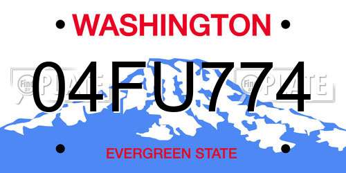 04FU774 Washington License Plate
