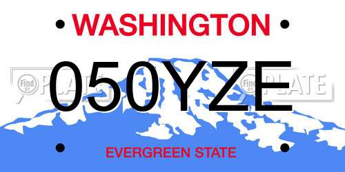 050YZE Washington License Plate
