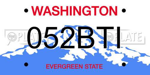 052BTI Washington License Plate