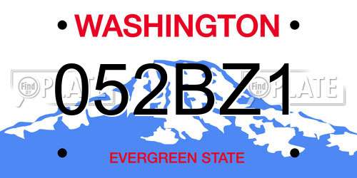 052BZ1 Washington License Plate