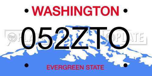 052ZTO Washington License Plate