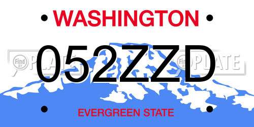052ZZD Washington License Plate