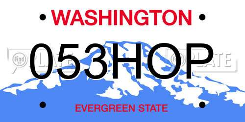053HOP Washington License Plate