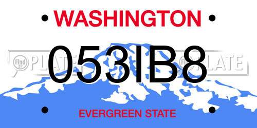 053IB8 Washington License Plate