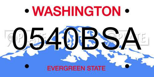 0540BSA Washington License Plate