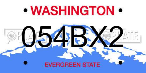 054BX2 Washington License Plate