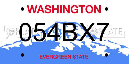 054BX7 Washington License Plate