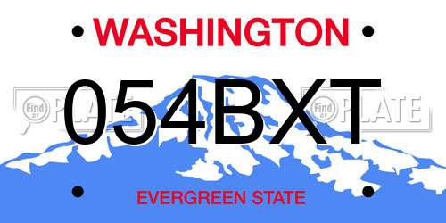 054BXT Washington License Plate