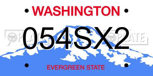 054SX2 Washington License Plate
