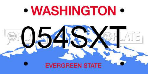 054SXT Washington License Plate
