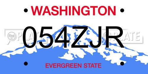 054ZJR Washington License Plate