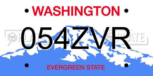 054ZVR Washington License Plate