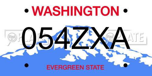 054ZXA Washington License Plate