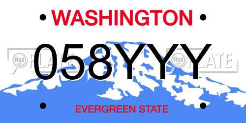 058YYY Washington License Plate