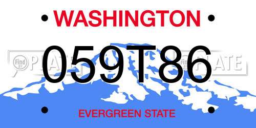 059T86 Washington License Plate