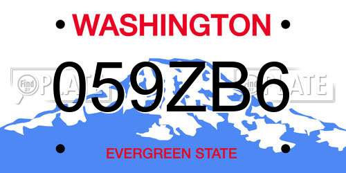 059ZB6 Washington License Plate