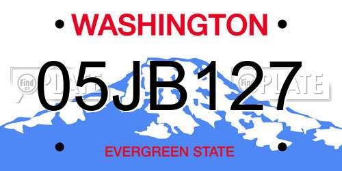 05JB127 Washington License Plate