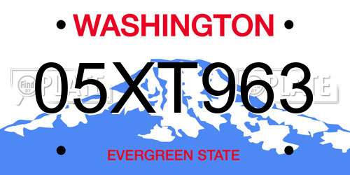 05XT963 Washington License Plate