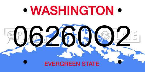 06260O2 Washington License Plate