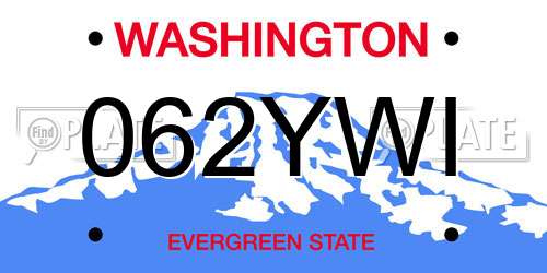 062YWI Washington License Plate