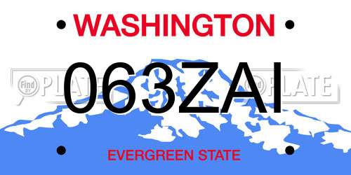 063ZAI Washington License Plate