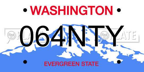 064NTY Washington License Plate
