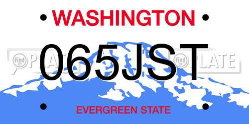 065JST Washington License Plate