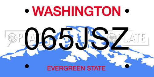 065JSZ Washington License Plate