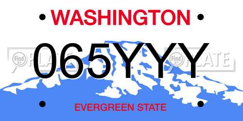 065YYY Washington License Plate