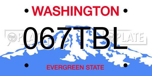 067TBL Washington License Plate