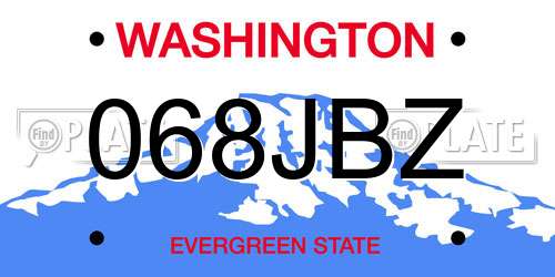 068JBZ Washington License Plate