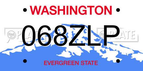 068ZLP Washington License Plate