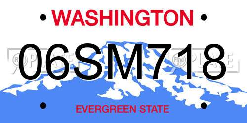 06SM718 Washington License Plate