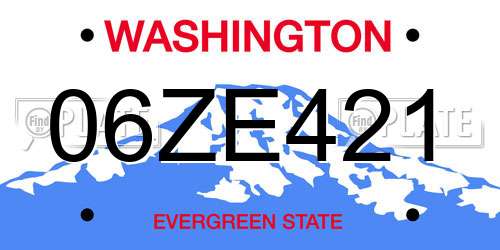 06ZE421 Washington License Plate