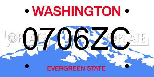 0706ZC Washington License Plate