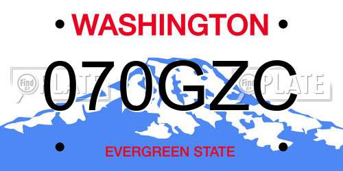 070GZC Washington License Plate