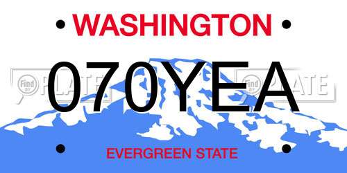 070YEA Washington License Plate